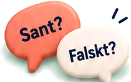 Pratbubblor med texten Sant och Falskt – sant eller falskt quizfrågor